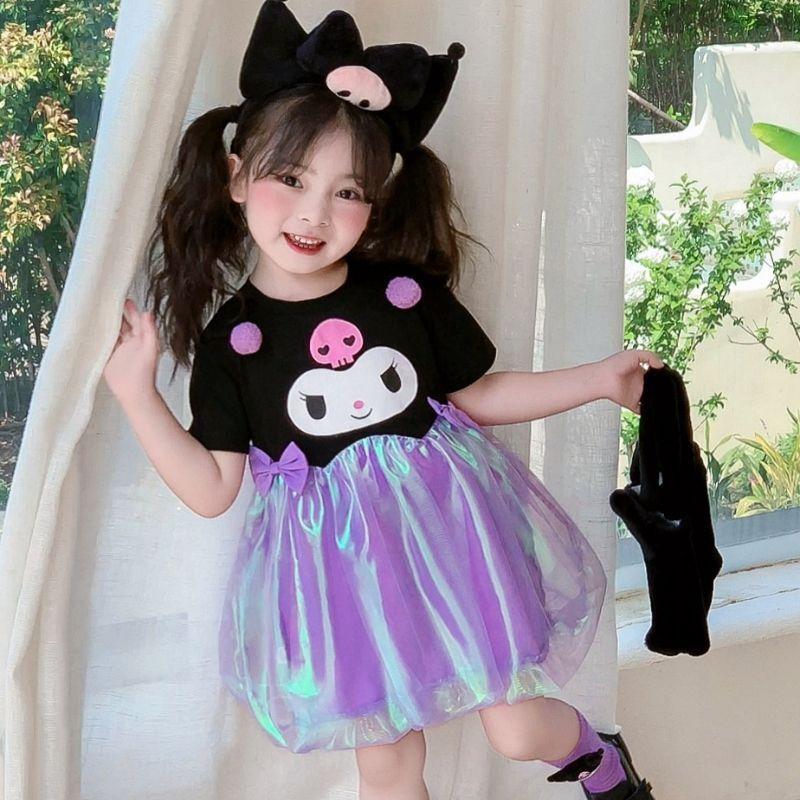  Váy Phồng Ghép Hoạt Hình Cho Bé Gái Kuromi Váy Tai Ba Chiều 0408 