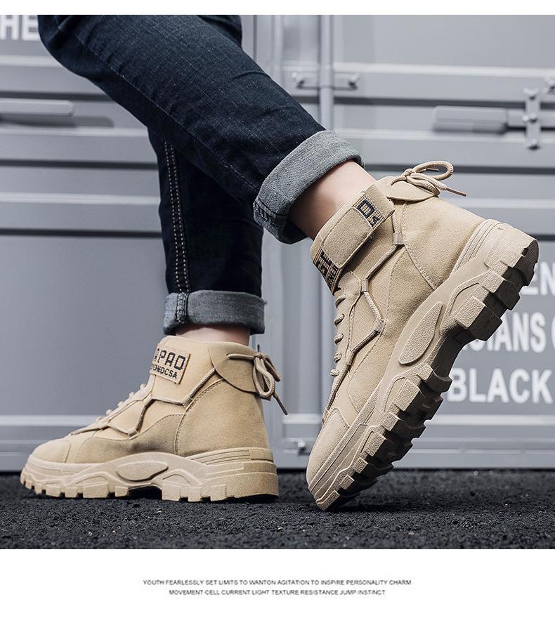 Product Introduction of in Stock Men's High-Top Martin Boots Worker Boot High-Top Motorcycle Boots in Stock Men's High-Top Martin Boots Worker Boot High-Top Motorcycle Boots Autumn Men's Martin Boots Mid-Top Retro British Style Worker Boot Trendy High Top Platform Casual Shoes 9 13
