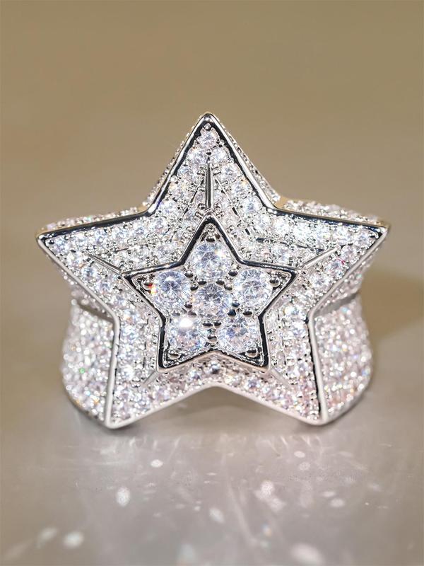 Star Design Rhinestone Decorated Ring, Fashion Accessories for Women & Girls, Trendy All-match & Exquisite Jewelry for Birthday Gift 6