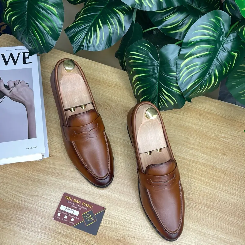 Giày lười TC-06 tăng chiều cao 6,5cm da bò nguyên tấm đế cao su khâu ( bh 12 tháng) 1