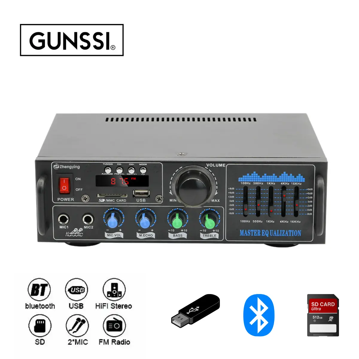 Amply Bluetooth mini AV- 016, dùng được cho xe hơi, hát karaoke, công suất 160W Nghe Nhạc