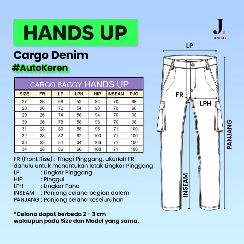 HANDS UP - JINISO Cargo Baggy Celana Jeans Wanita Highwaist 2