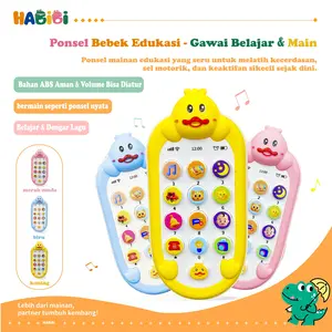 Habibi Ponsel Mainan Anak-anak Musik Bebek Lucu Lampu Efek Suara Mainan Edukasi Balita Toys Tanpa Garansi Transportation hp  mainan mirip asli keranjang  kuning  sedotan  musik
