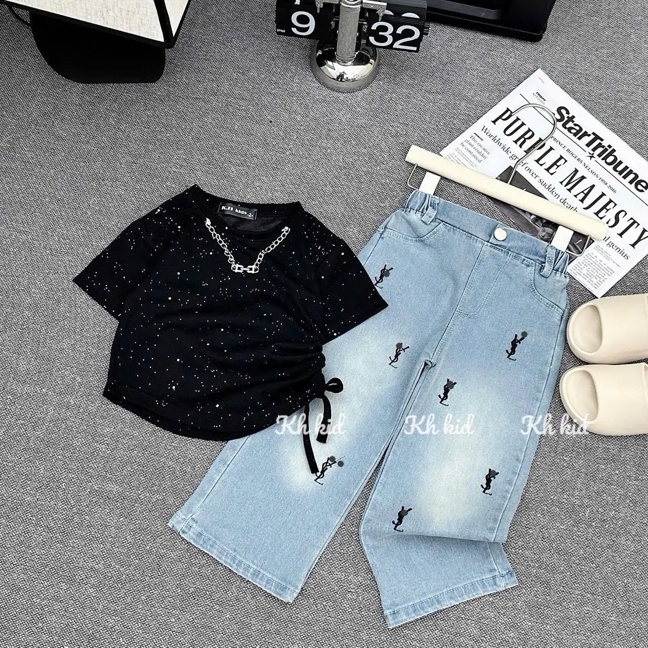 Bộ quần jeans áo thun bé gái size 18-50kg.bé gái