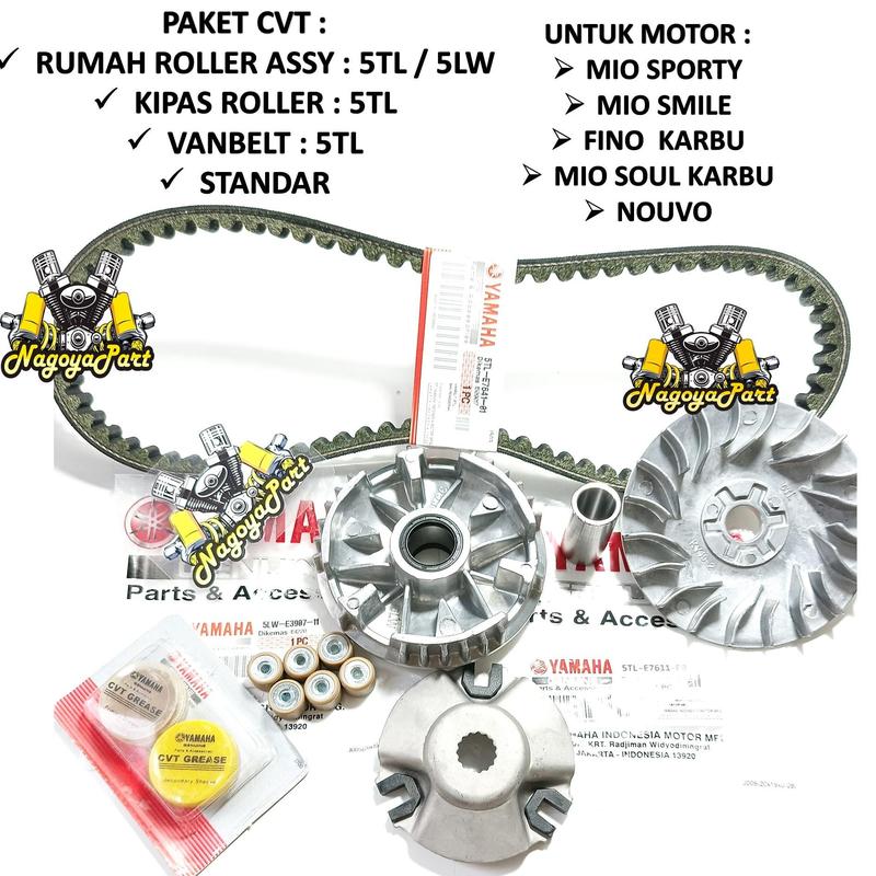 Paket Cvt Van Belt + Rumah Roller Assy Set + Kipas Roller Mio Sporty Mio Smile Mio Soul 5TL Motorcycle 0