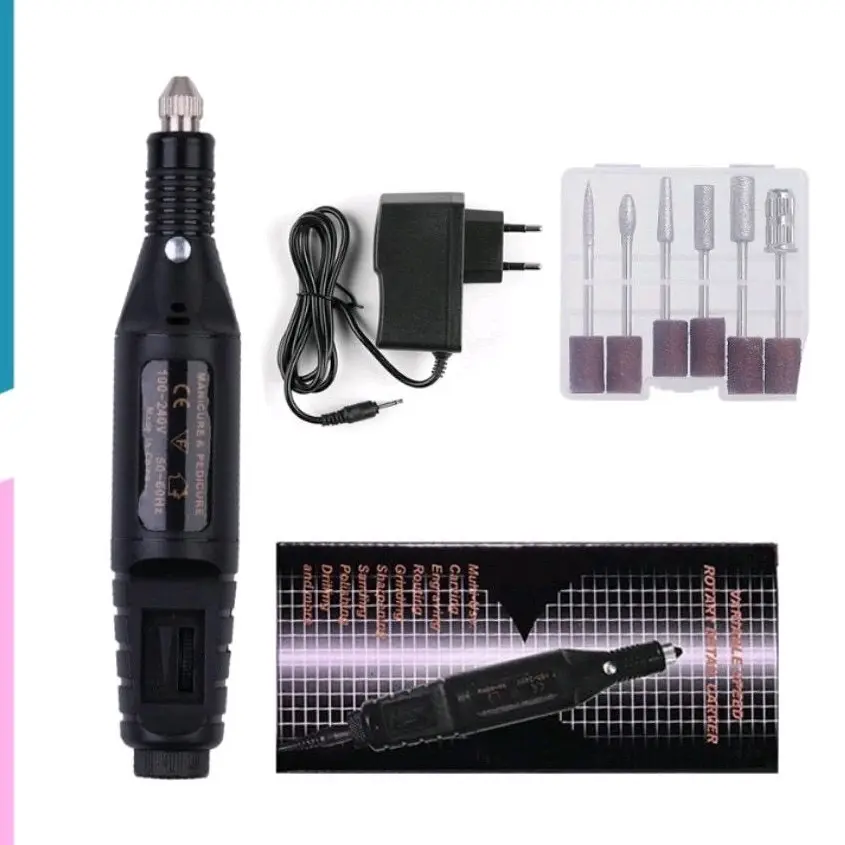 máy mài nail cá nhân  tiện dụng mini kèm 6 đầu mài