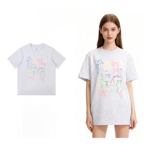 Cotton Printed T-shirt round Neck T-shirt Women's Top Printed Short Sleeve T-shirt Men and Women Same Type T-shirt Lingerie Womenswear Casual Crewneck Fitted White