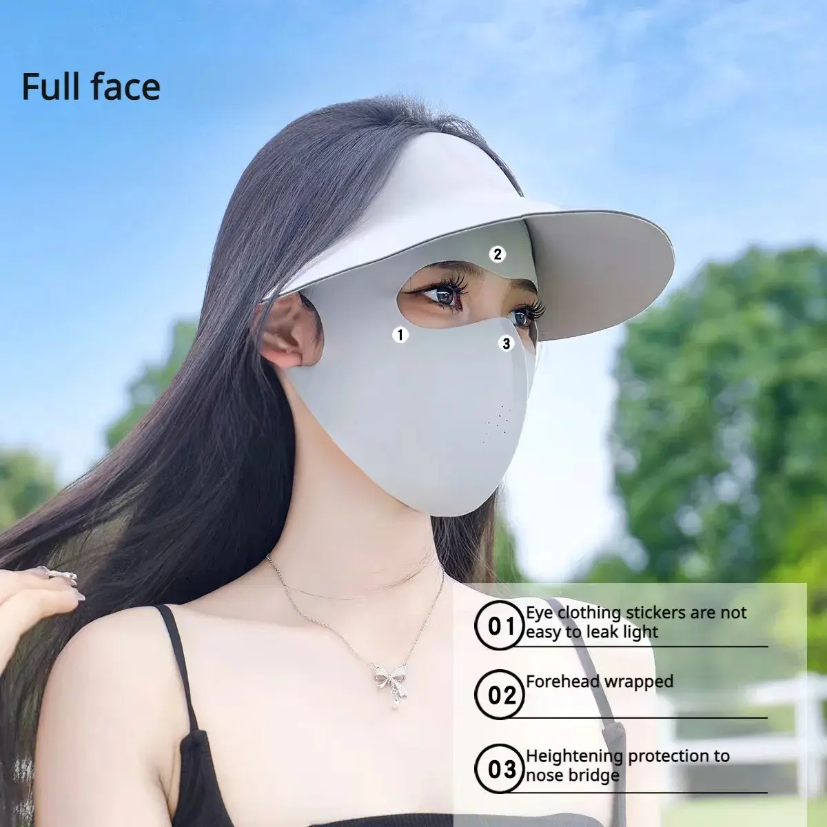 Mặt nạ cảm giác băng chống nắng, bảo vệ tia cực tím, thoáng khí, mặt nạ toàn mặt, thích hợp cho các bữa tiệc, túi và quà tặng