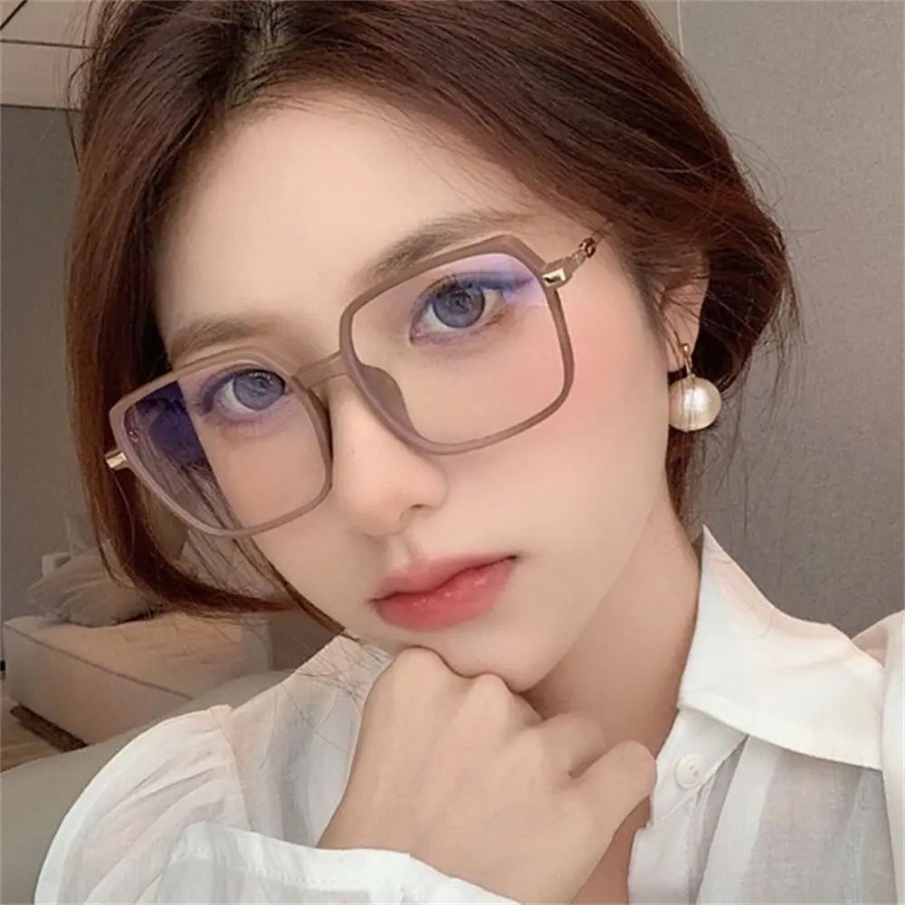 1PCS Matte Eyeglasses Personality Square Frame for Women Men Coffee Color
