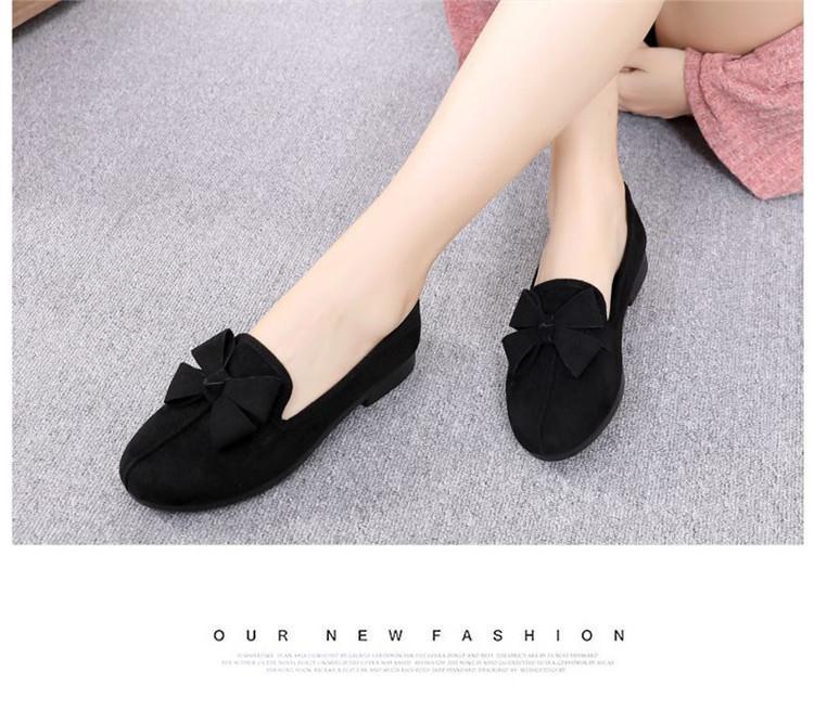 Product Introduction of Spring Old Beijing Cloth Shoes Women's Shoes Black Work Shoes Bow Flat Gommino Women's Shoes Breathable Mom Shoes 11