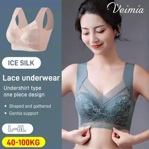Nonmarking gathered comfortable bra fixed cup tank top female thin bra women sleep ice lace