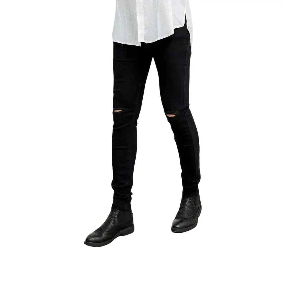[HCM]QUẦN JEAN NAM CAO CẤP ĐEN RÁCH GỐI + ĐEN TRƠN THỜI TRANG ĐP 01 Menswear Pants Có Túi Lưng Cao