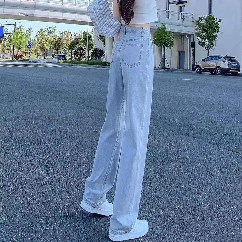Kulot Jeans Wanita Highwaist Premium Polos Gaya Korea Style Kekinian Viral Terbaru Boyfriend Jeans High Waist Model Korea Style Highwaist Kulot Jeans Wanita Loose 4
