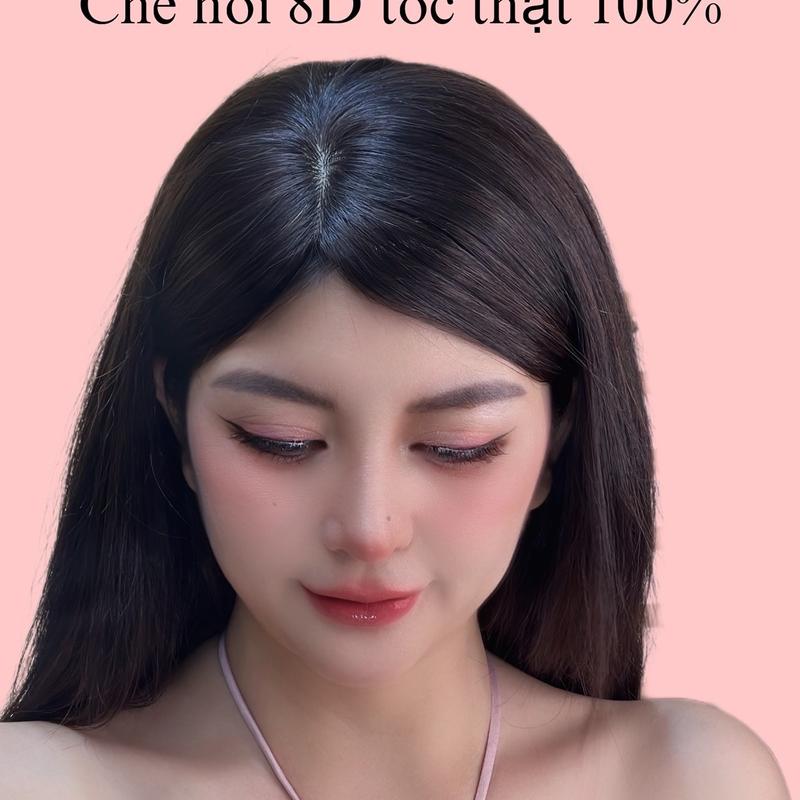 TÓC GIẢ NỮ MIẾNG CHE HÓI 8D PHỦ BẠC 25CM (TÓC THẬT 100%) GIÚP PHỤ NỮ TỰ TIN HƠN Women Wig