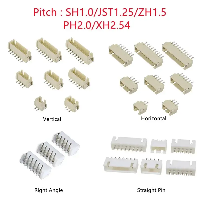 Phích Cắm Đầu Nối Chân Đực, 10 Cái, Tương Thích Với SH / JST / ZH / PH / XH, Khoảng Cách 1.0MM, 1.25MM, 2.0MM, 2.54MM, SMD, Kiểu Dán / Góc Phải, Có Cắm IC 2/3 / 4/5 / 6 / 7 / 8 / 9 / 10 / 12 Chân, Bộ Chuyển Đổi Phích Cắm Ổ Cắm IC 0