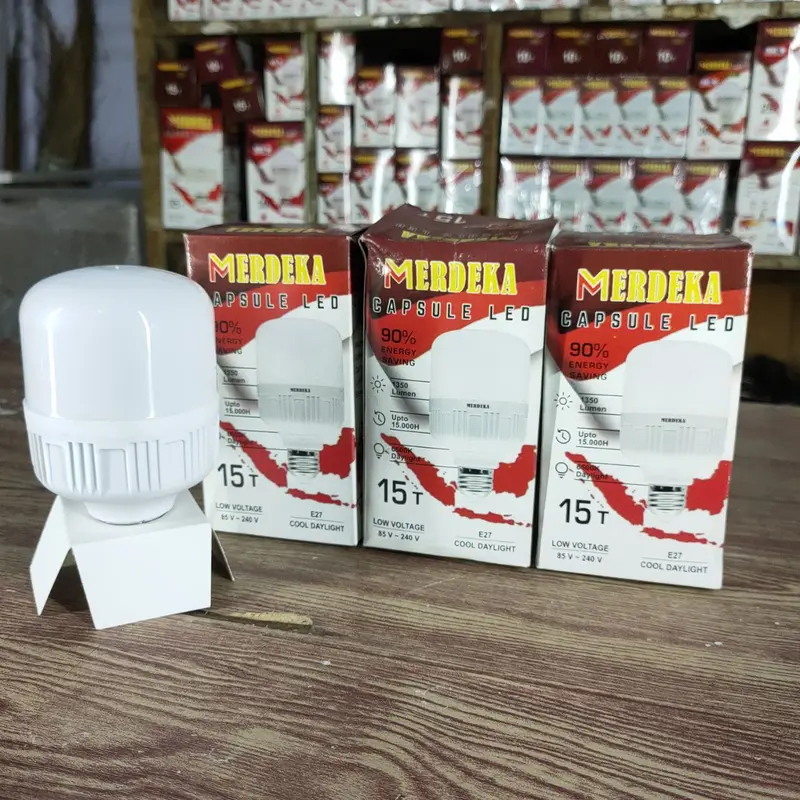 PAKET LAMPU BOHLAM LED T BULB 15 WATT 1350 lumen 6500k Cool Daylight 15.000 jam Low Voltage 85-240v Putih 4