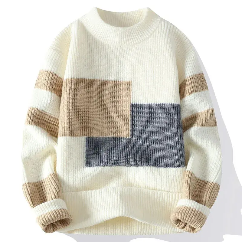 Áo Len Dệt Kim Nam, Kiểu Áo Cardigan, Cao Cổ Bán Turtleneck, Thiết Kế Mỏng Vừa Vặn, Thời Trang Và Dễ Phối Đồ, Được Làm Bằng Vải Dệt Kim Bông, Vừa Thời Trang Vừa Rộng Rãi, Thích Hợp Cho Mùa Xuân Và Mùa Thu, Menswear