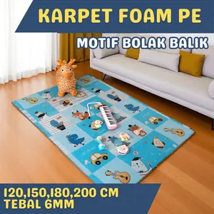 Tikar Karpet Alas Piknik Motif Karakter Bolak Balik Foam PE Mat Spon Tebal 6mm 200, 180, 150, 120 cm