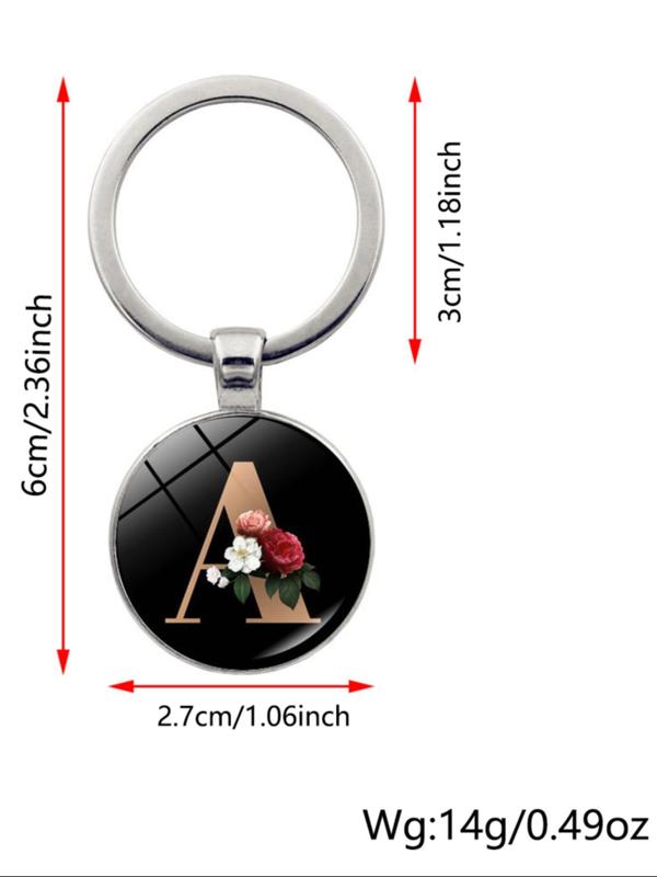 Fashion Colorblock Letter & Flower Pattern Metal Keychain For Men & Women, Fashion All-match Accessory, Trendy Accessories for Daily Life 1