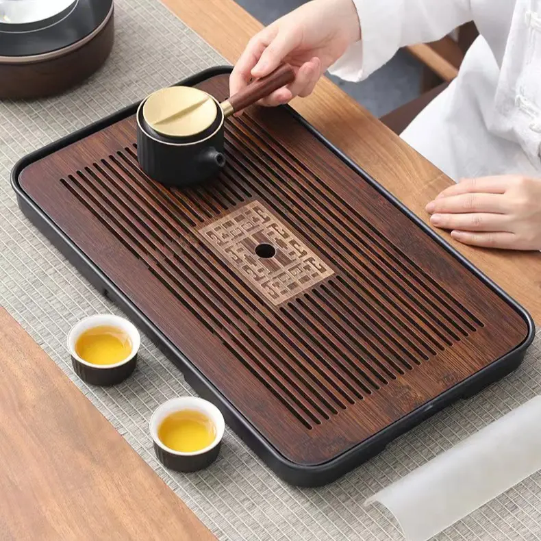 Khay trà tre đựng ấm chén cao cấp 0