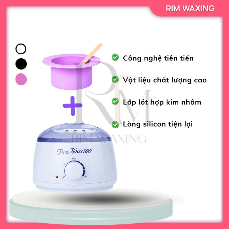 Combo Nồi Prowax100 Thế Hệ Mới Có Lòng Silicon Chống Dính + 100Gr Sáp Dừa Hồng Full Siêu Bám Lông RIM WAXING Tặng Que Phết Gỗ - 0707 4