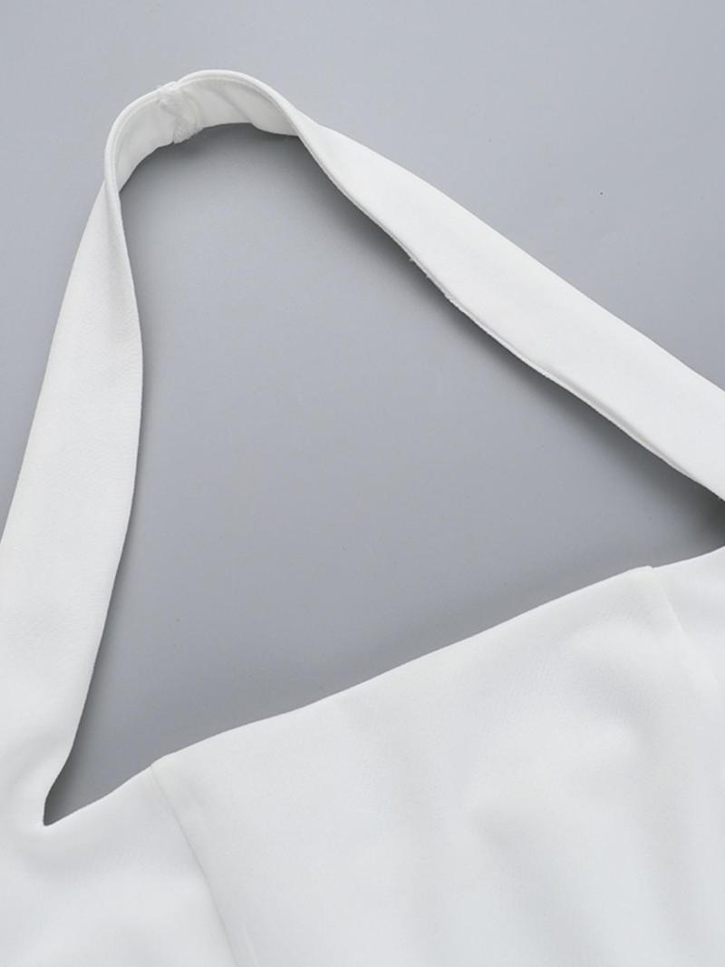 Product Introduction of Women's Plain Backless Halter Neck A Line Dress, Elegant Sleeveless Short Dress for Party Dating Wear, Ladies Clothes for Summer 9