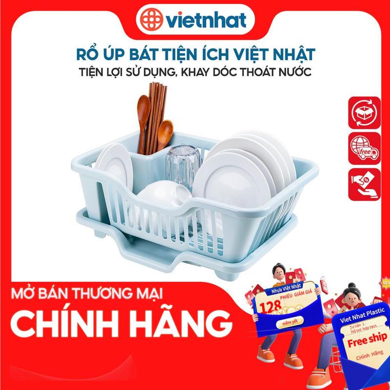 Rổ úp bát có khay thoát nước khay nhựa úp bát đa năng chính hãng R3535 Nhựa Việt Nhật Premium Giỏ