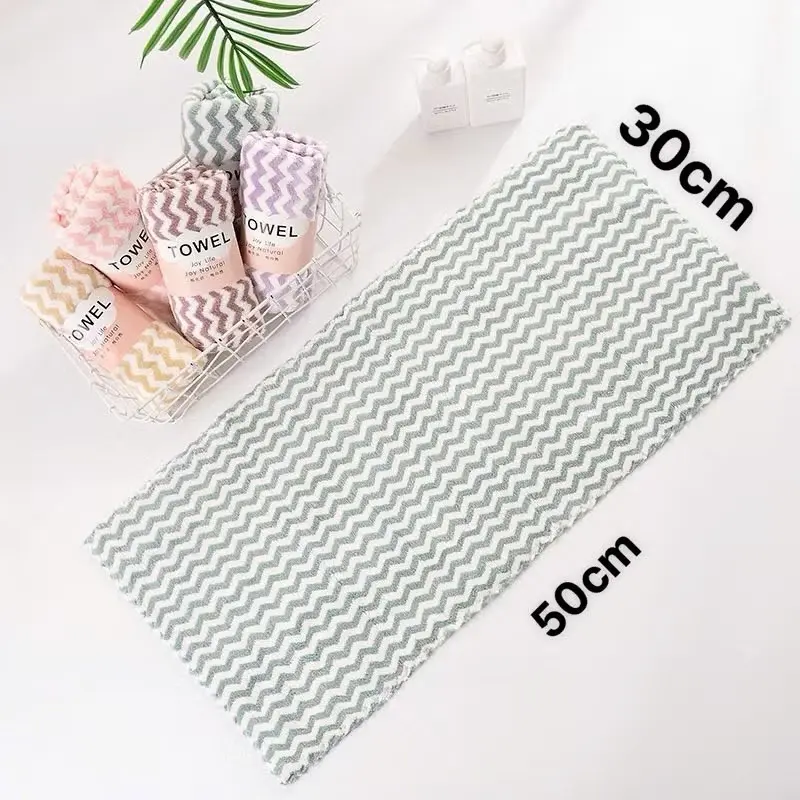 ￼Khăn mặt lông cừu xuất Hàn vân kẻ sọc 30x50cm 6