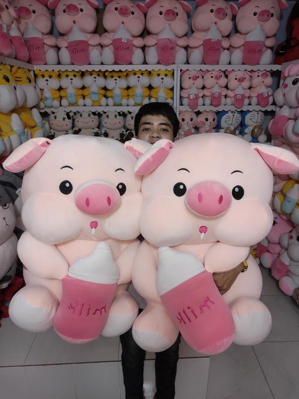 Gấu Bông Heo Ôm Bình Sữa Đủ Size - Thú Nhồi Bông - Thú Bông