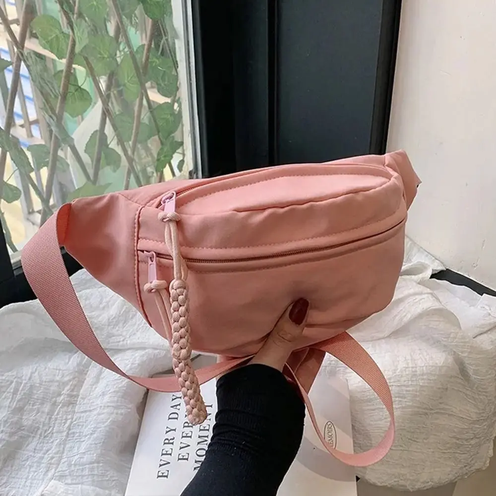 Waterproof Canvas Bag Simple Solid Color Large Capacity Chest Bag Handbags for Ladies