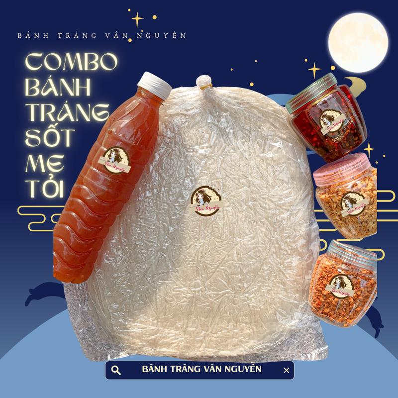  COMBO Bánh tráng sốt me sa tế tỏi. Bánh tráng Vân Nguyễn đồ ăn vặt snack Gia Vị 