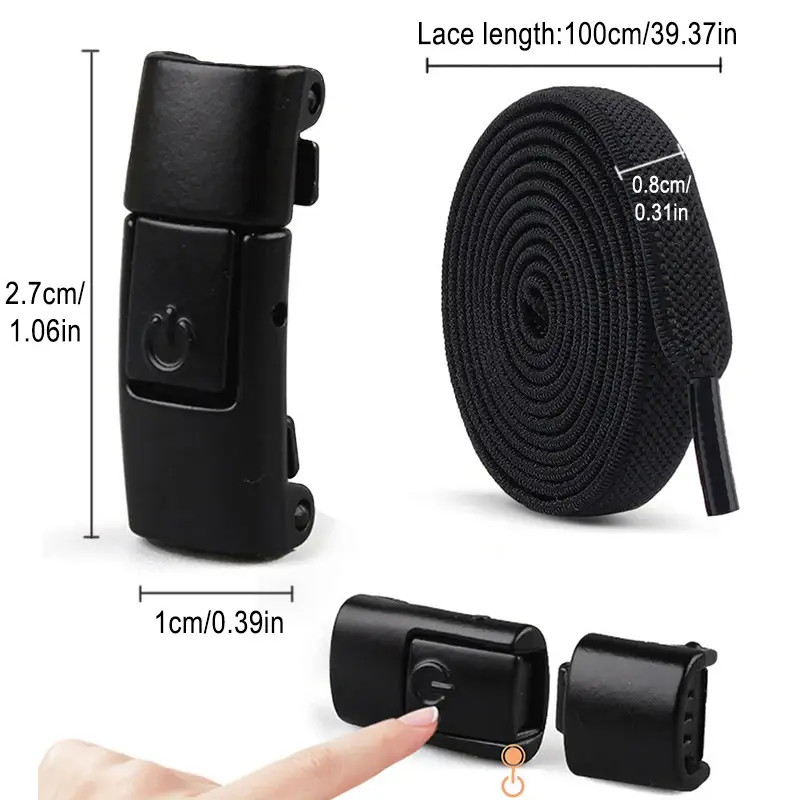 Dây Giày Không Buộc, Kích Thước 8Mm, Khóa Ép, Dây Giày Co Giãn, Thích Hợp Cho Giày Thể Thao, Cho Trẻ Em Và Người Lớn, Dây Giày Phẳng Mở Rộng, Cho Giày 1