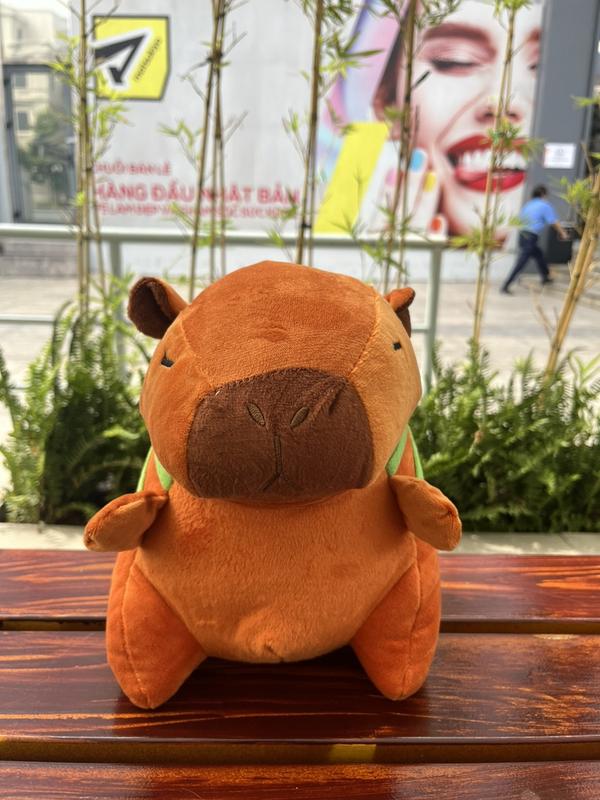 Gấu Bông Capybara Chuột Lang đeo cặp rùa Đáng yêu 28cm - Gấu Nhà Bé Thú Nhồi Bông Thú Bông Toy Đồ Chơi Phát Nhạc gấu bông gau bongs 4