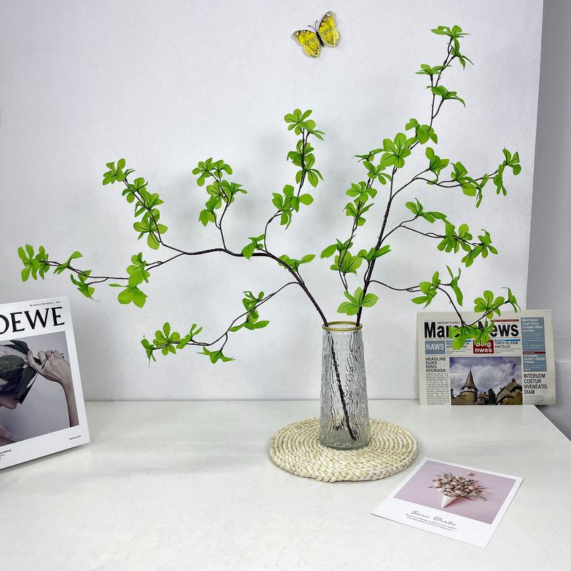 Combo 2 Cành Thạch nam cao su + Bình thuỷ tinh decor trang trí nhà cửa, để bàn