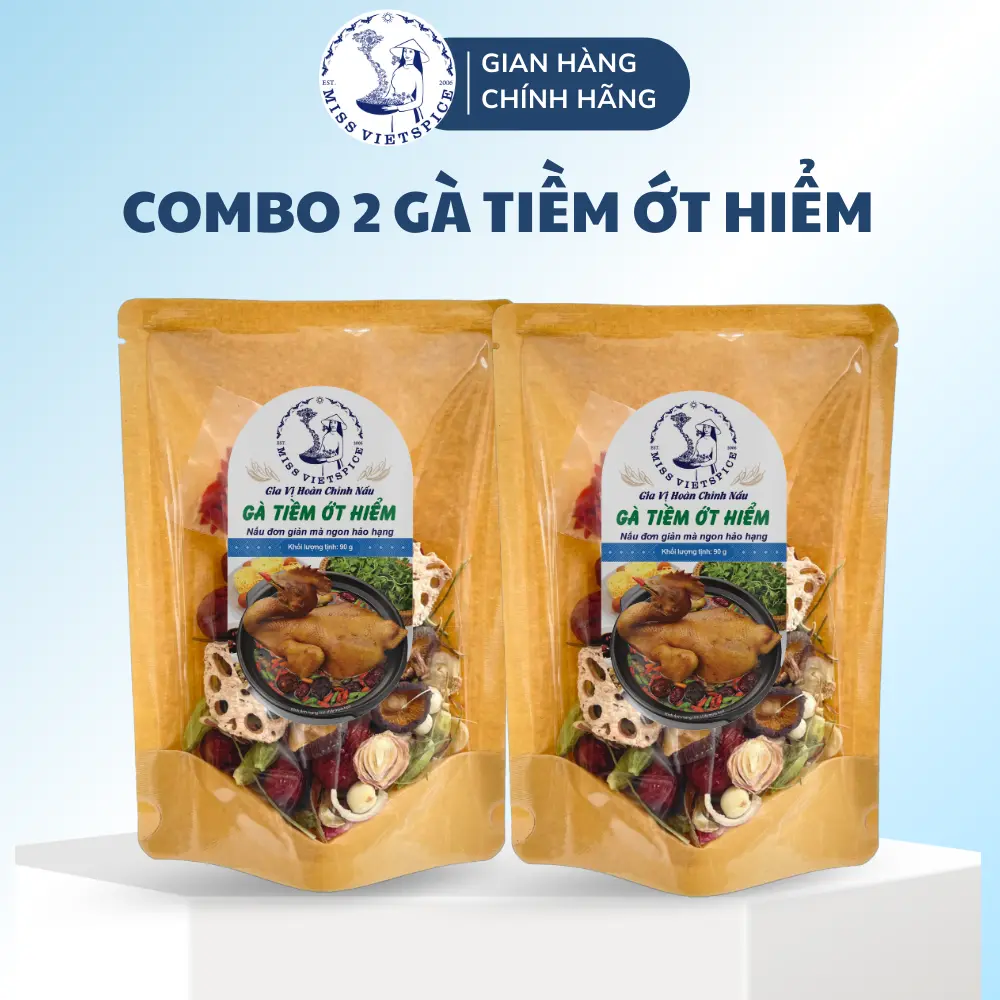 [COMBO 2 GÓI] Gia vị hoàn chỉnh nấu Gà tiềm ớt hiểm ngon đúng vị không Cay | Gia Vị Trân Châu