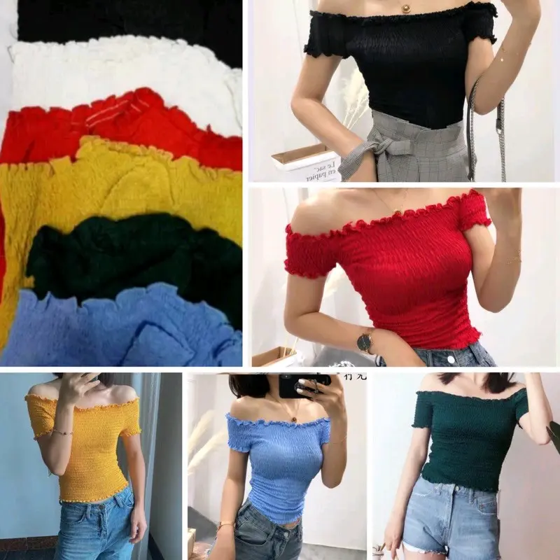 Crop top Sabrina Kerut part 1 Atasan Wanita 0