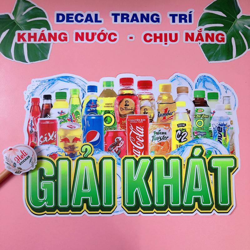 Decal Trang Trí GIẢI KHÁT, Hình Dán Decor Quán Trà Sữa, Cà Phê, Sinh Tố, Nước Ép, Quán Ăn - Dán Tủ, Kính, Tường, Gỗ - Sticker Kháng Nước, Chịu Nắng, Dễ Dán, Tiện Lợi.