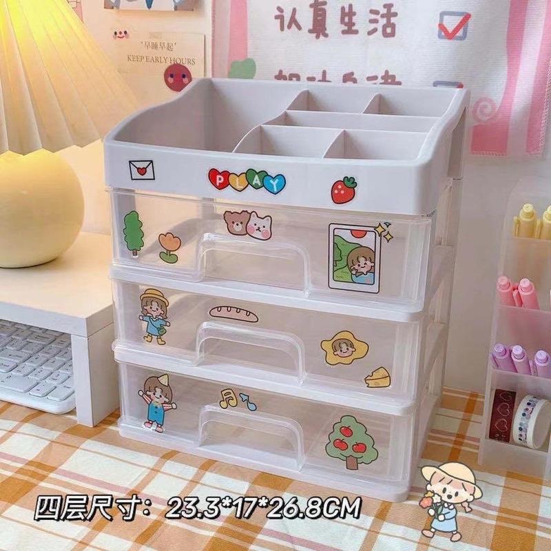 Kệ đựng mỹ phẩm 4 tầng hộp đựng đồ trang điểm cá nhân để bàn học văn phòng có ngăn tiện lợi Kitchen - Tặng kèm sticker dán trang trí 5