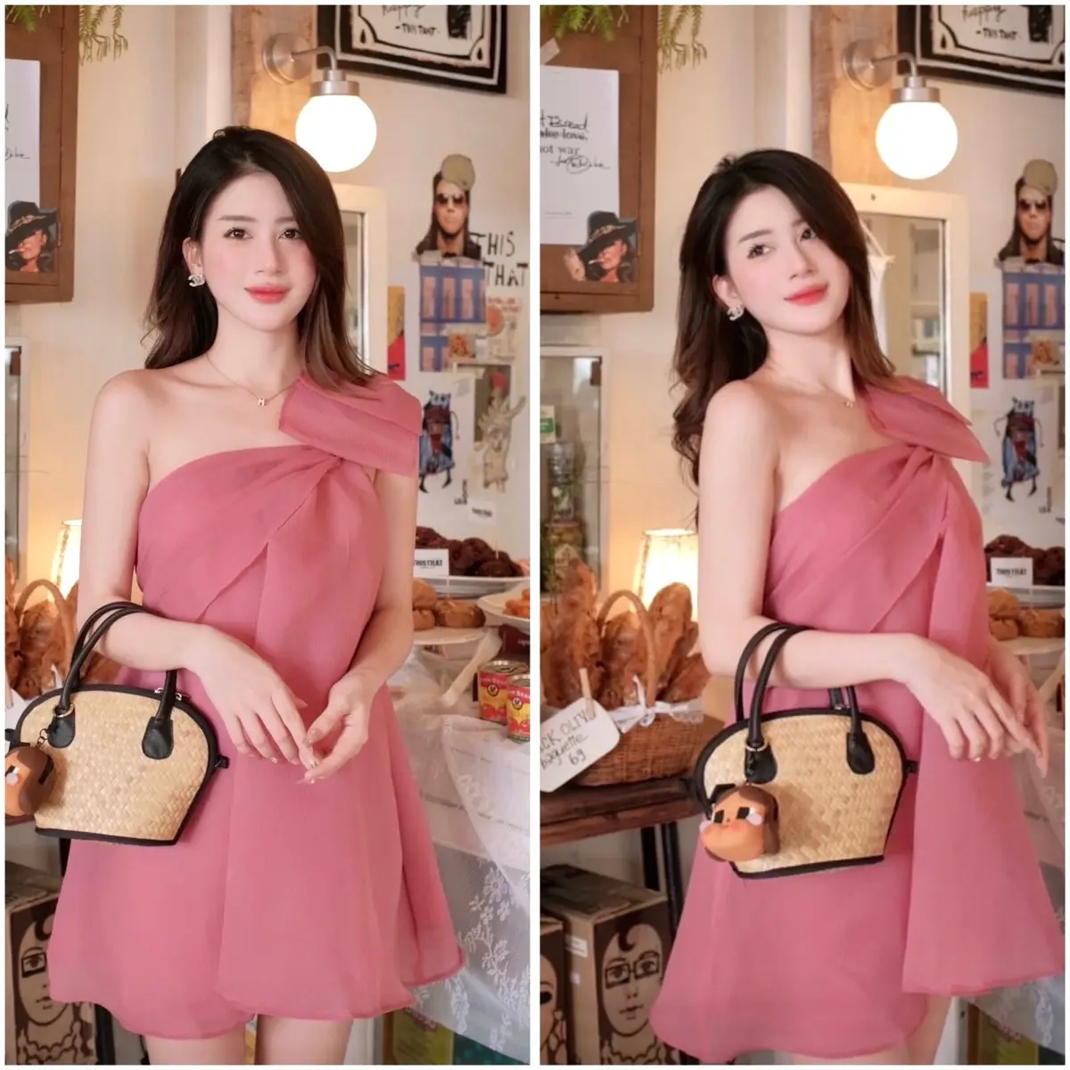 BYBYPIL [FREESZ] HELENA- Đầm trễ vai tơ babydoll tiểu thư BYBYPIL Voan Nữ