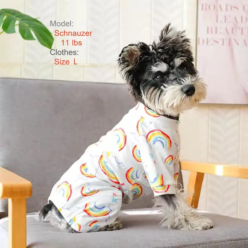 Cute Print Pet Pajamas, 2 Counts Soft and Stretchy Puppy Dog Clothes, Pet Sleepwear for Small and Medium Boys Dogs and Girls Dogs 4