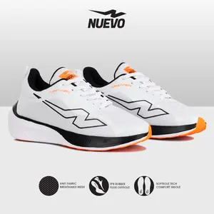 NUEVO - Sepatu Lari Pria Wanita Runastic Putih Hitam Sepatu Running Ringan