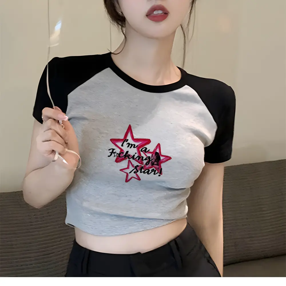 y2k  hot dads yk2 2000s goth crop top Woman streetwear 90s yk2 korean fashion crop top