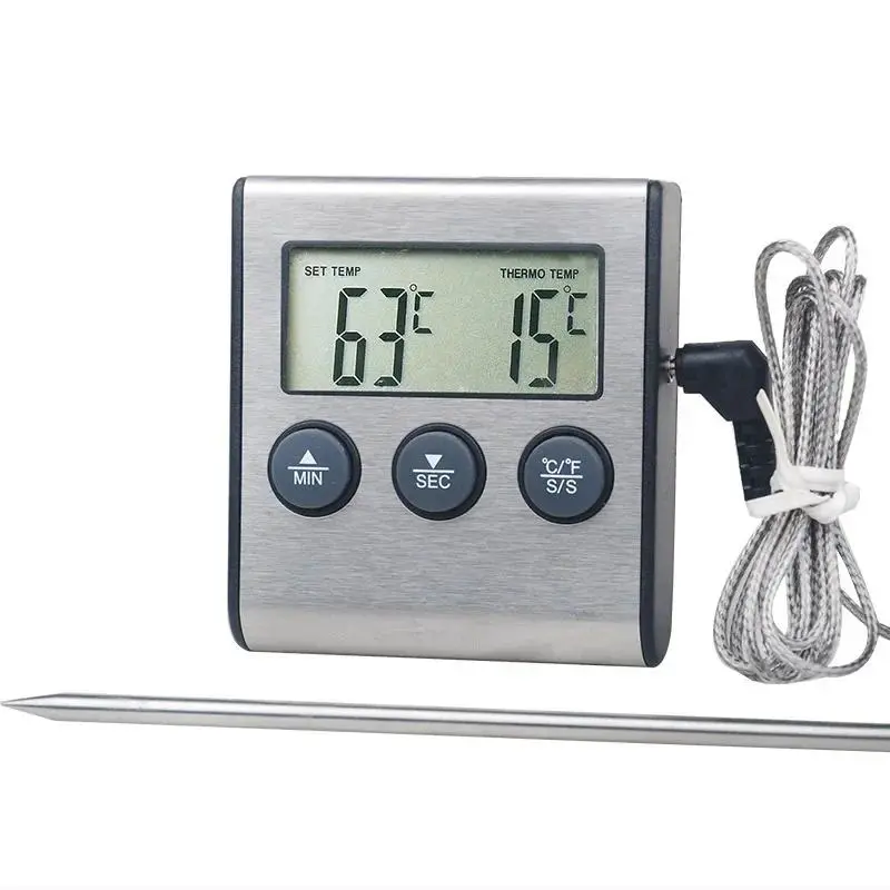 Kitchen Digital Cooking Thermometer Meat Food Temperature for Oven BBQ Grill Timer Function with Probe Heat Meter for Cooking