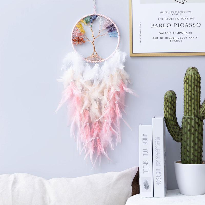 Hanging Dream Catcher, 1 Count Tree Of Life Feather Dream Catcher Hanging Decor, Room Decor Hanging Ornament, Craft Gift for Friends 5
