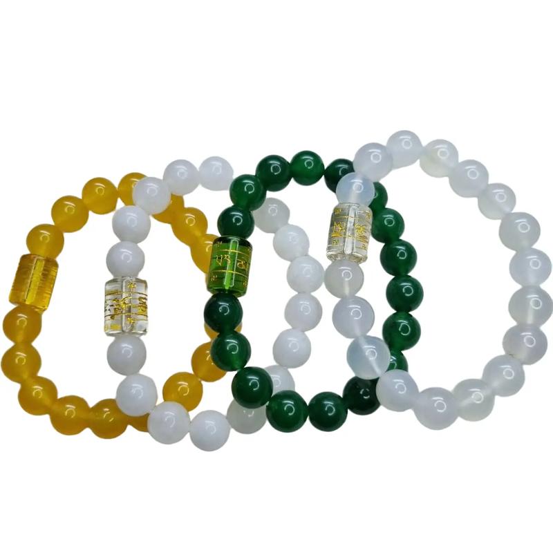 Vòng tay phong thủy đá mã não mix charm size hạt 8ly và 10ly