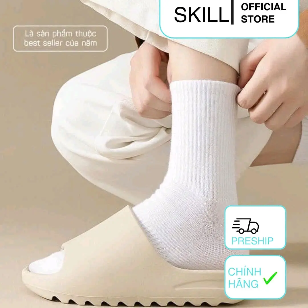[SKILL][SÉT 5 ĐÔI TẶNG 1] Tất Trơn Loại Thường Giá Sinh Viên Chất Liệu Cotton Co Giãn Tốt KLT02 Sports