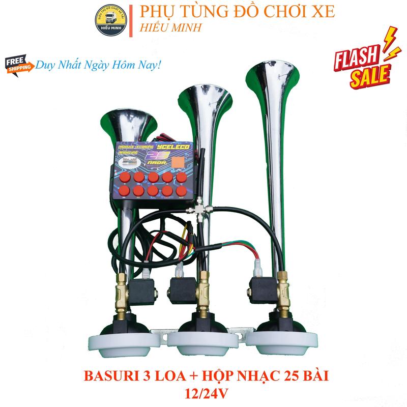 Kèn Basuri 3 Loa - Hộp Nhạc 25 Bài. 12/24V. Phụ Tùng Phụ Kiện  Đồ Chơi xe tải tạch tè basuki