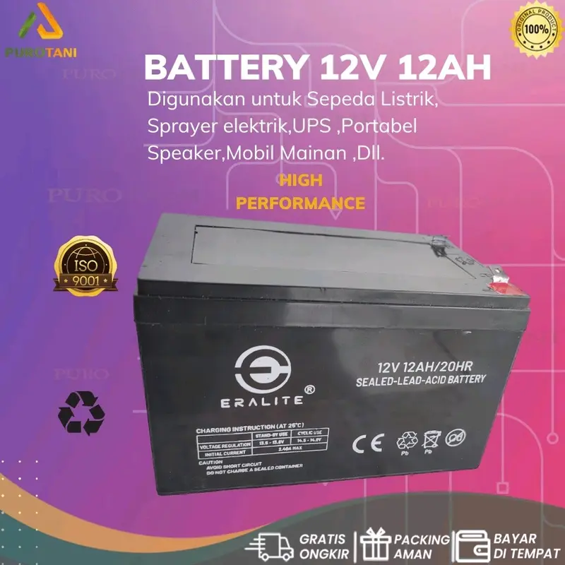 Batrai Aki Kering 12 Volt 12 AH Battery Kering Sepeda Listrik 12V-12AH 0