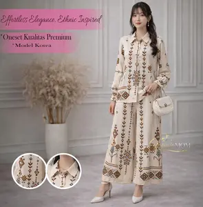 SH | [READY]Set Fikrah Setelan Mat Silk Motif Atasan Lengan Panjang Dan Celana Panjang Wanita Motif Casual Floral