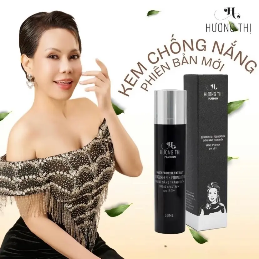 Kem chống nắng ( chai lớn 50ml ) và lót trang điểm Hương Thị Sunscreen Foundation SPF ( phiên bản mới ) Nữ Dưỡng